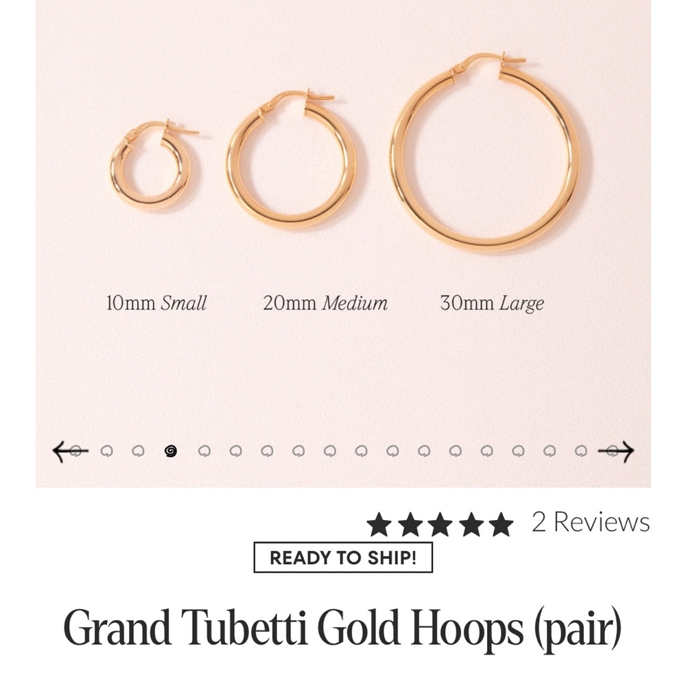 CATBIRD Grand Tubetti Gold Hoops (pair) - Size small 10 mm CURRENTLY SOLD OUT